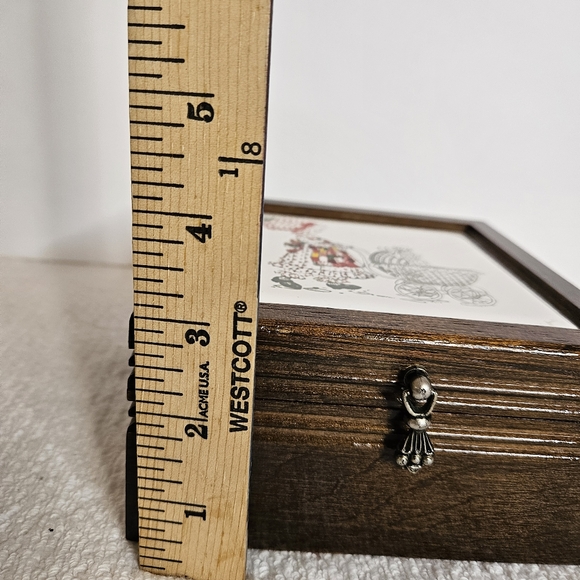 Vintage Holly Hobbie Tile Top Jewelry Trinket Box Red Felt Divided Insert - Picture 9 of 9